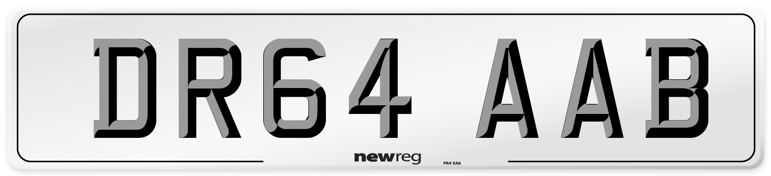 DR64 AAB Number Plate from New Reg